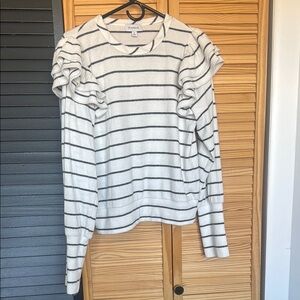 Evereve Striped Ruffle Sleeve Top
